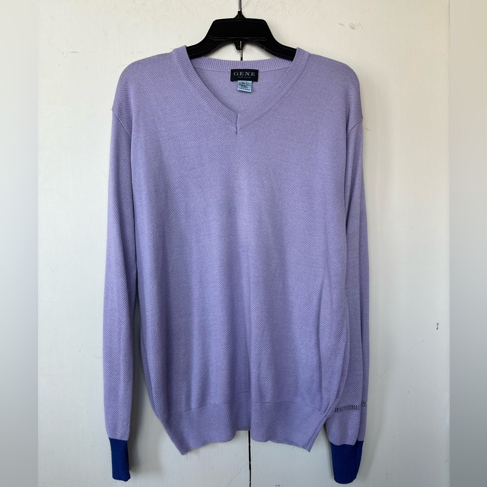 GENE Heyer Purple V-Neck Men's Sweater Size XL/54